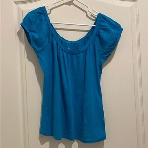 Teal blue cap sleeve top